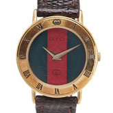グッチ シェリーライン 腕時計 06 3000 823 クオーツ マルチカラー文字盤 メッキ レザー レディース GUCCI 【中古】